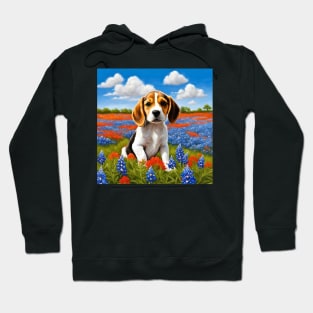 Beagle Puppy in Texas Wildflower Field Hoodie